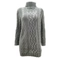 thumbnail image 2 of VISgogo Vestido de punto de otoño para mujer, vestido de suéter corto ajustado de cuello alto de manga larga de jacquard torcido de color sólido VISgogo  moda, 2 of 6