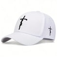 thumbnail image 2 of Bibifish Unisex Men Women Black Baseball Cap White Cross Embroidery Detail Baseball Cap Adjustable Strap Casual Daily Outings & Outdoor Street Style Hat, 2 of 3