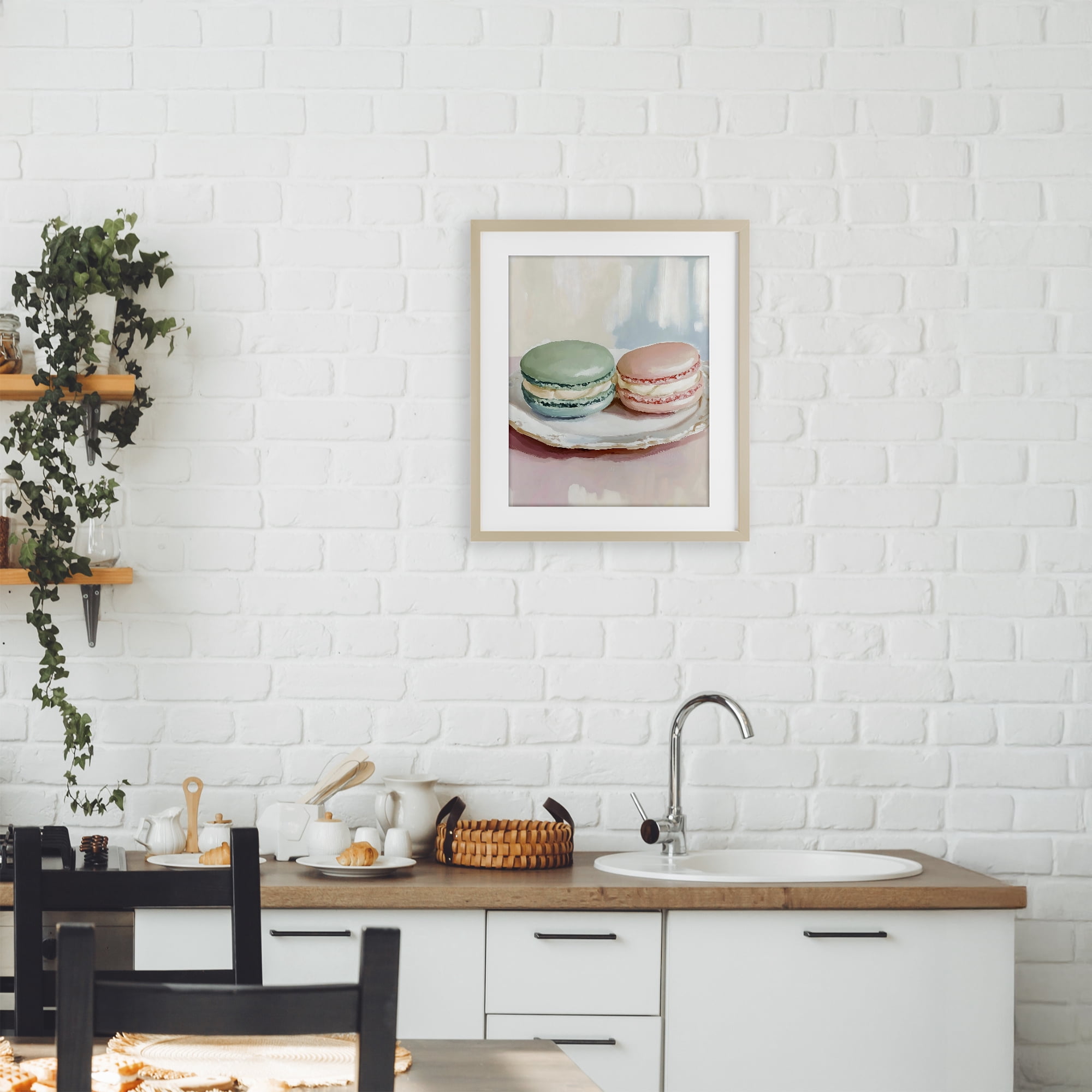 Stupell Industries Pastel Macarons on Plate Birch Framed Print Under Glass, design by The Prints Vibe