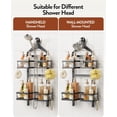 thumbnail image 3 of Adjustable Hanging Shower Caddy for Handheld Shower Heads, Rustproof Bathroom Shelf Organizer Over Showerhead Storage Rack with 8 Hooks, Easy-Clean Removable Baskets & Triple Anti-Slip Fixing, 3 of 9
