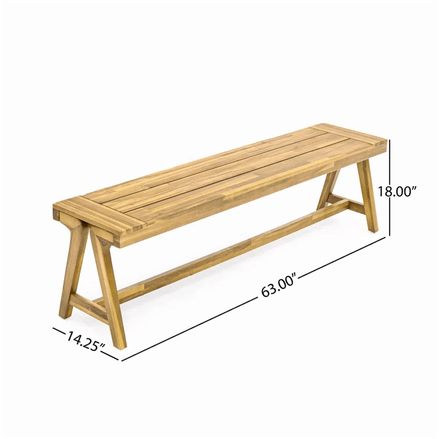 Dining Benches Set of 2, Outdoor Acacia Wood Patio Bench for Garden Deck, Teak