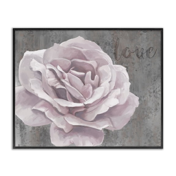 Stupell Industries Shabby Chic Love Pink Flower Grey Neutral Black Framed Giclee Art, 14 x 11, by Ziwei Li