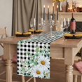 thumbnail image 2 of Table Runners 90 Inches Long Dress Scarves, Spring Floral Farmhouse Coffee/Dining/Kitchen Table Runner for Living Room, Daisy Eucalyptus Leaves Black White Plaid 13x90 Inch, 2 of 9