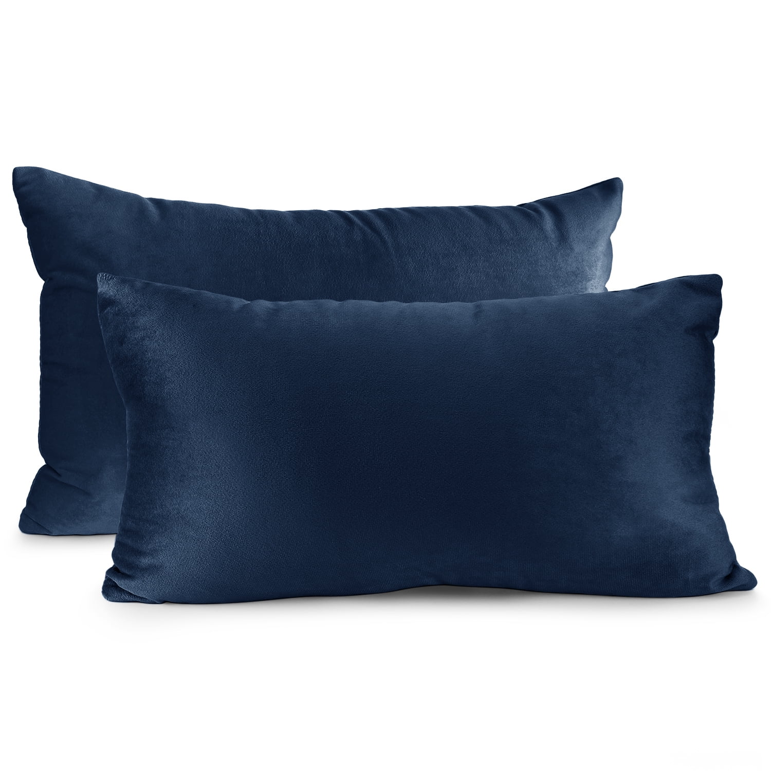 Clara Clark Plush Solid Decorative Microfiber Rectangle Throw Pillow Cover with Throw Pillow Insert for Couch, Navy Blue, 12"x20", 4 Piece Decorative Soft Throw Pillow Set