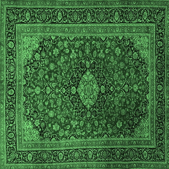 Ahgly Company Indoor Square Persian Emerald Green Traditional Area Rugs, 4' Square