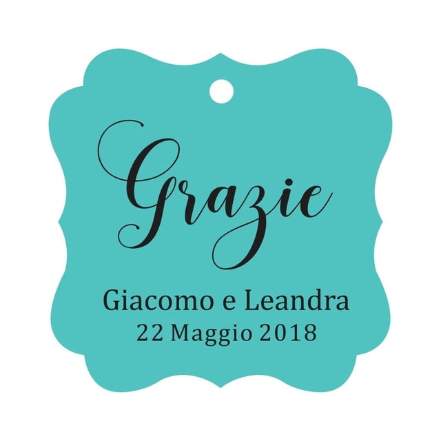 Darling Souvenir Wedding Favor Tag Grazie Wedding Thank You Gift Custom Hang Tags-Turquoise-100 Tags