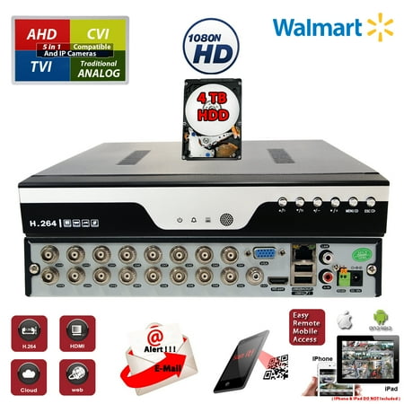 - Evertech 16Ch DVR with 4TB Hard Drive H.264 High-Definition Hybrid TVI AHD CVI Analog Home Office Standalone CCTV Security Digital Video Recorder w/4TB HDD Installed and Pre-Configured