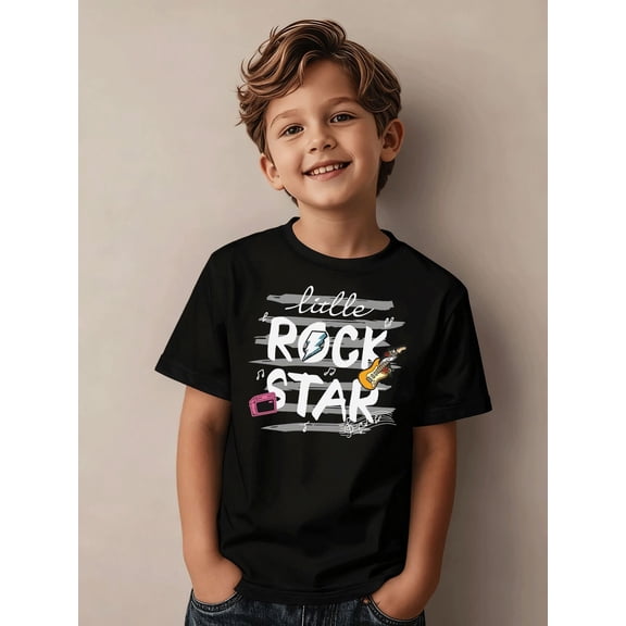 Childrens Wear Little Rock Star Graphic T Shirt For Boys Girls Cute Funny Style Birthday Gift Unisex Short Sleeve Cotton Tee