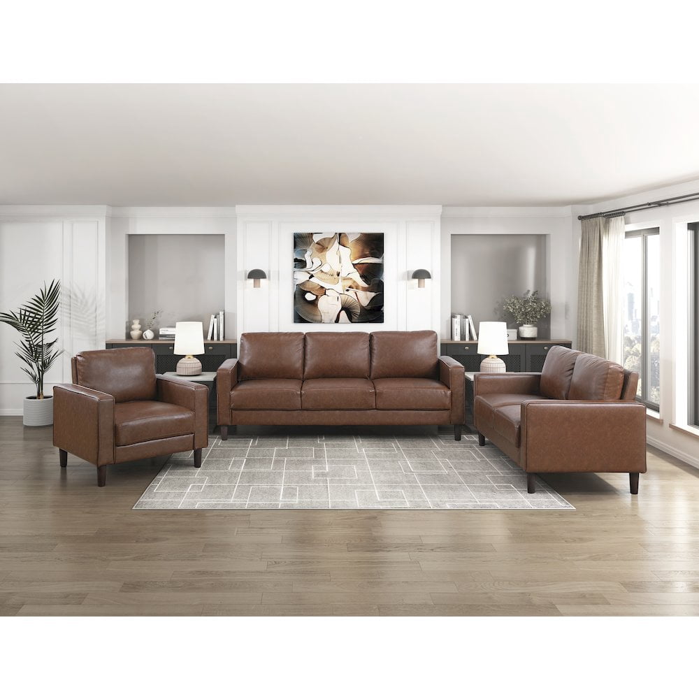 Lexicon Malcolm Faux leather Sofa in Chocolate
