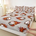 thumbnail image 4 of Castle Fairy Baseball Flame King Sheets 4pcs, Ball Gamer Bedding, Red Orange Gray,1 Fitted Sheet, 1 Flat Sheet and 2 Pillowcases, 4 of 6