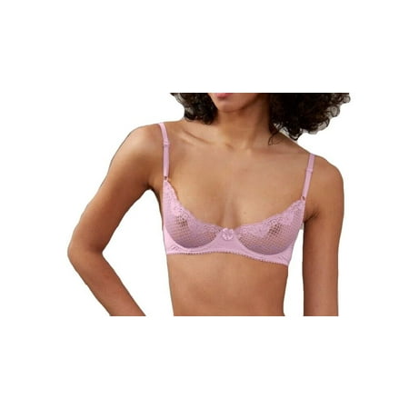 

Women s Timpa 16449 Alice Lace Underwire Demi Bra (Pink 34D)