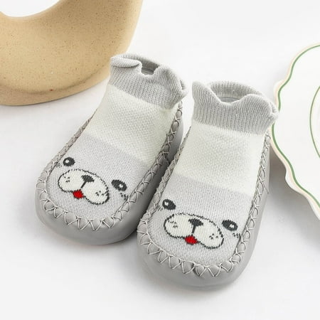 

eczipvz Toddler Shoes Autumn and Winter Cute Children s Toddler Shoes Flat Bottom Non Slip Floor Sports Shoes Socks Shoes Slip on Shoes Kids Grey