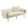thumbnail image 3 of COOLMORE Mid Century Modern Velvet Love Seats Sofa with 2 Bolster Pillows - 65 inch Couch for Living Room, Bedroom, Home Office - 64.96" x 30.71" x 29.52" (Polyester),Beige, 3 of 9