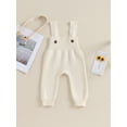 thumbnail image 4 of Bagilaanoe Baby Girl Boys Knit Overalls Jumpsuits Toddler Solid Color Sleeveless Playsuits 6M 9M 12M 18M 24M 3T Kids Ribbed One Piece Romper, 4 of 9