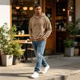 thumbnail image 6 of Resicozy Mens Waffle Hoodies Pullover Long Sleeve Casual Fashion Sweatshirts Gym Hooded Shirt with Pocket Khaki M, 6 of 8