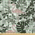 thumbnail image 2 of Ambesonne Flamingo Fabric by the Yard Microfiber, Orchid Palm, 3 Yards, Coral Black Grey, 2 of 2