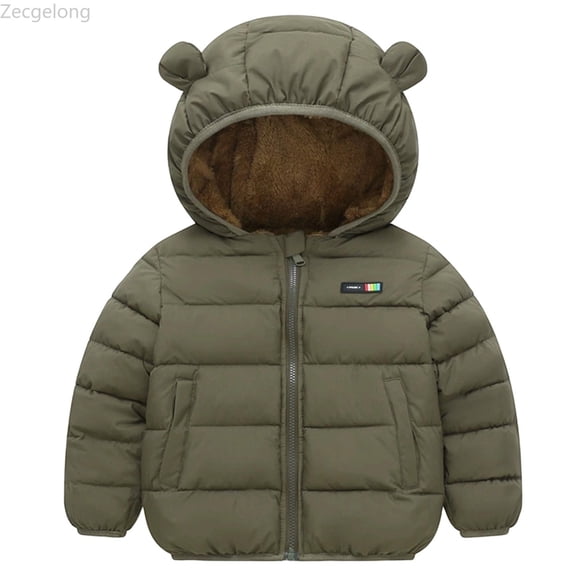 Zecgelong Kids Winter Jacket Boys Down Coat Warm Thickened Fleece Lined Hooded Zip Up Jacket For Toddler And Children Outdoor Play