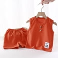thumbnail image 3 of Lumosvexa Boys Outfits Sleeveless Crew Neck Tank Tops and Baggy Shorts Summer Casual Comfort Sets 2 Piece Orange Size 7, 3 of 9