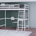 thumbnail image 4 of Emma + Oliver Twin Wood Loft Bed Frame with Protective Guardrails and Integrated Desk and Ladder in White for Use with Any 6-8" Thick Mattress, 4 of 12
