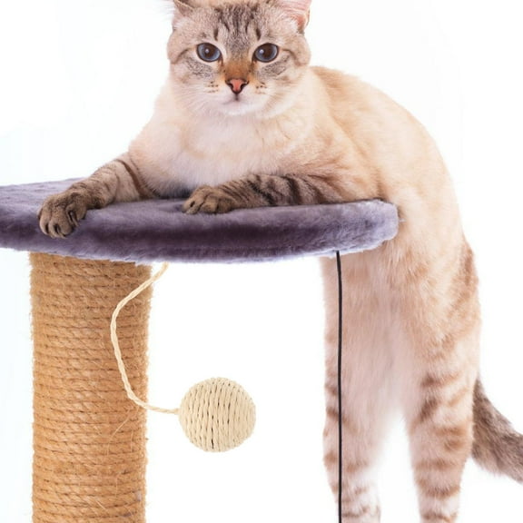 KONTONTY Fuzzy Cat Balls With Tails For Cat Scratching Post Sisal Rope Cat Chewing Toys For Indoor Cats Interactive And Engaging Playtime Accessories