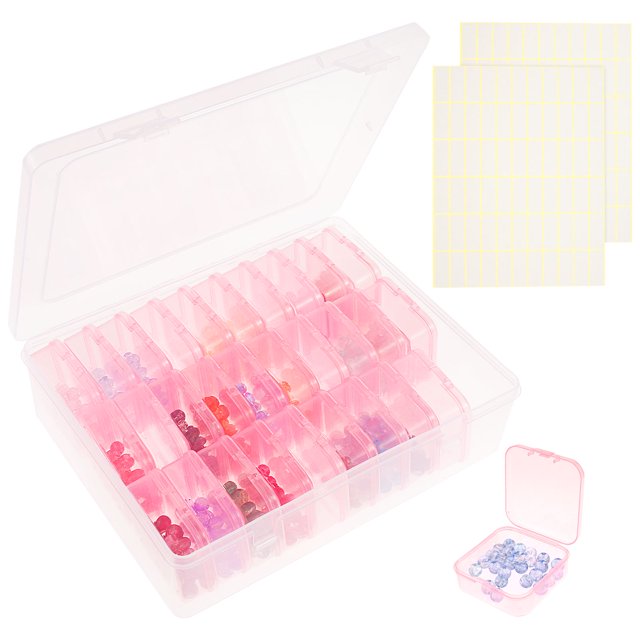 Wekvgz Bead Organizer Box Plastic Bead Storage Container Portable Small Bead Storage Box with 132 Labels Bead Storage Case Bead Organizer Container for Holding Necklace Bracelet Earring