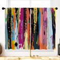 thumbnail image 2 of Colorful Abstract Kitchen Curtains Multicolored Rainbow Curtains Small Modern Wood Planks Cafe Curtain Funky Hippie Short Bathroom Window Treatment Drapes Tiers 2 Panels 27.5x36 Inch, 2 of 6