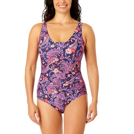 Lands  End Women s Sweetheart Neckline One Piece Swimsuit (Light Purple  M)