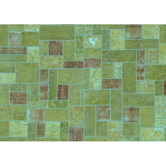 Ahgly Company Indoor Rectangle Patchwork Light Blue Transitional Area Rugs, 8' x 12'