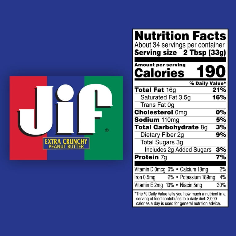 Jif Peanut Butter, Extra Crunchy Texture, 40 oz, 7g Protein Per