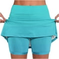 thumbnail image 2 of Jacenvly New Womens Yoga Skirts Leisure Women's Color Mid-Waist Skirt Pants Sports Shorts Bottoming Skirt Pants Breathable Skirt with Shorts Built in Sky Blue, 2 of 7