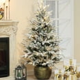 thumbnail image 6 of 4.5Ft Pre-Lit LED Artificial Flocked Pine Tree with Pine Cones and Pot, 6 of 14