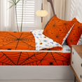 thumbnail image 5 of Manfei Spider Web Print Zipper Full Size Comforter Sets with Fitted Sheet and 2 Pillowcases,Halloween Theme Zipper Bedding Set,Orange,Halloween Reversible,4pcs, 5 of 8