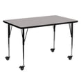 thumbnail image 1 of Mobile 30''W x 60''L Rectangular Grey HP Laminate Activity Table - Standard Height Adjustable Legs, 1 of 3