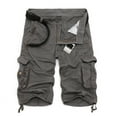 thumbnail image 2 of Cargo Shorts for Men Plus Size Zipper Multi Pockets Below Knee Trousers Casual Baggy Drawstring Solid Color Outdoors 3/4 Long Capri Shorts, 2 of 4