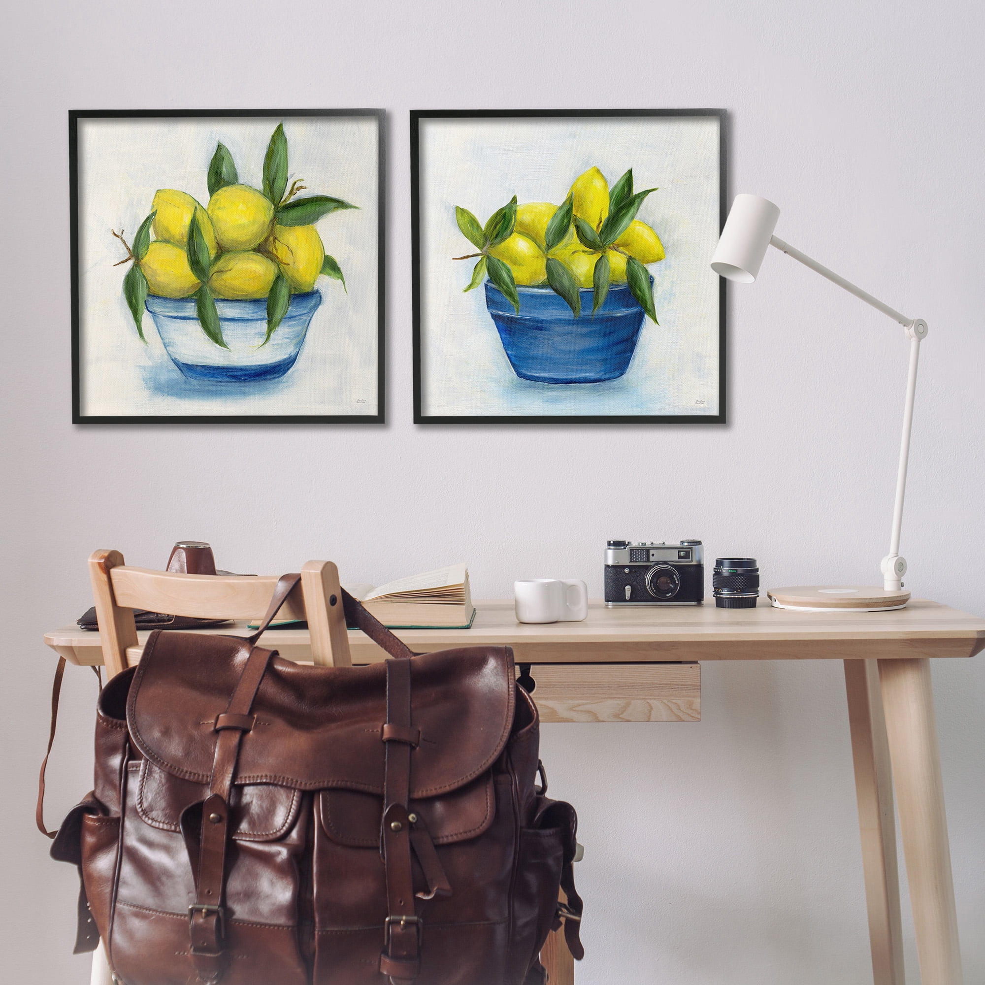 Stupell Industries Traditional Lemon Bowls Food & Beverage Painting Black Framed Art Print Wall Art, 24 x 24, Set of 2