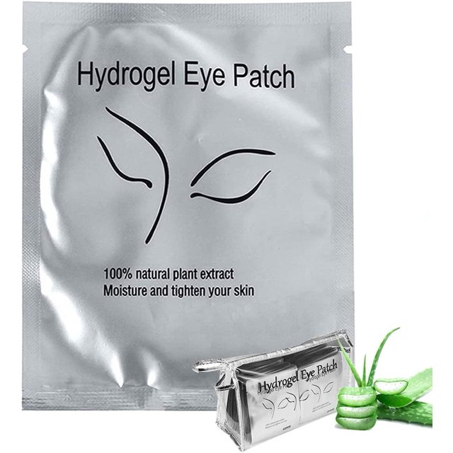 Qleng 100 Pares Kit de Parches de Gel para Extensión de Pestañas Extensión de Pestañas Sin Pelusa Debajo de Hidrogel Almohadillas para Máscara de Ojos Herramienta de Belleza con Bolsa de Cosméticos Tr