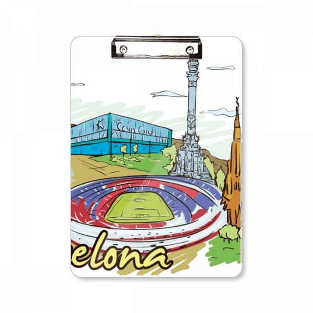 Spain Barcelona Monument Watercolor Clipboard Folder Writing Pad Backing Plate A4