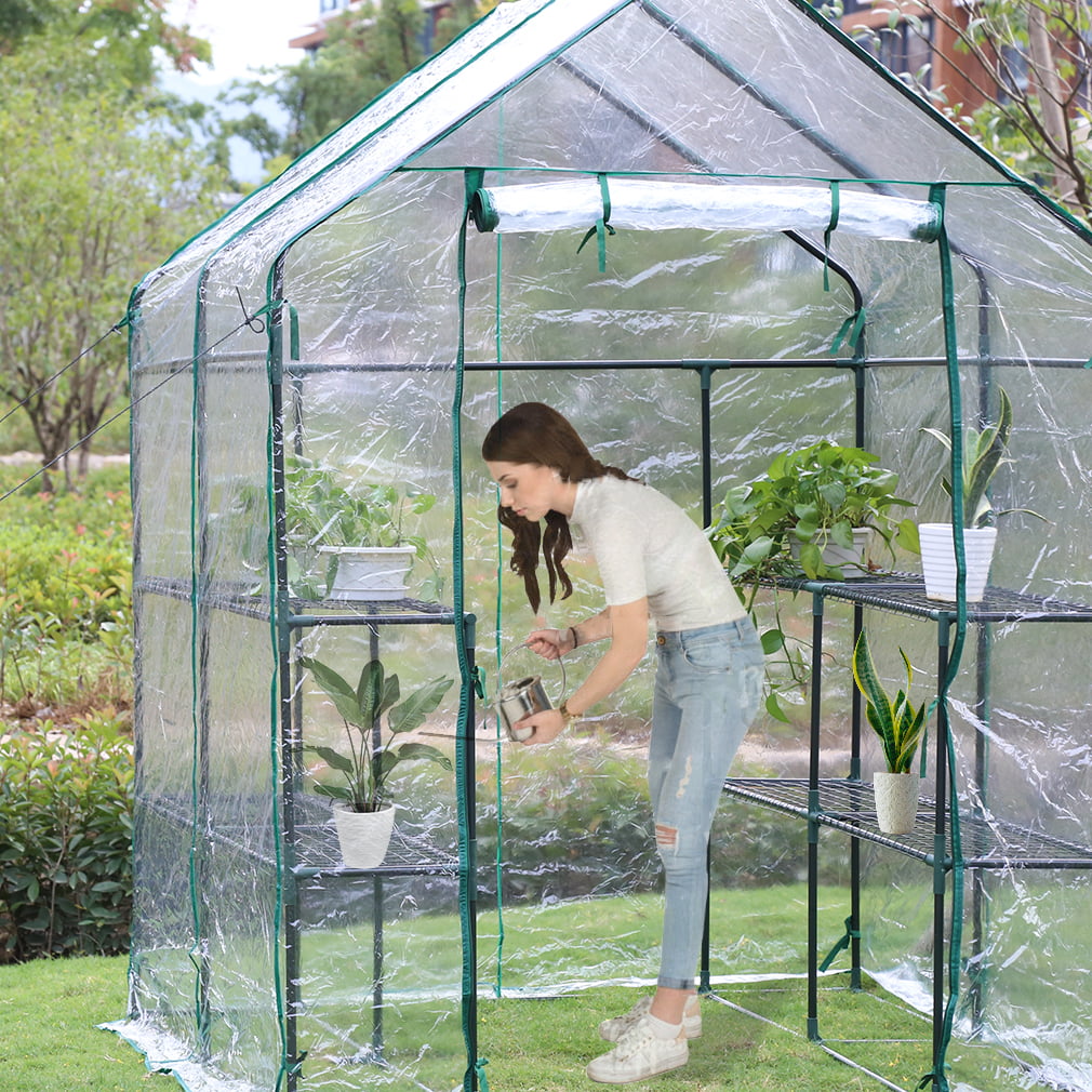 Greenhouse for Outdoors Greenhouse Plastic Mini Greenhouse Kit Indoor Portable Greenhouse Plant Shelves Tomato Herb Canopy Winter Walk-in Green House for Patio L9.83xW6.42xH6.33 