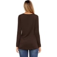 thumbnail image 3 of Amoretu Womens T Shirts V Neck Long Sleeve Cute Tee Tunic Blouses Brown L, 3 of 6