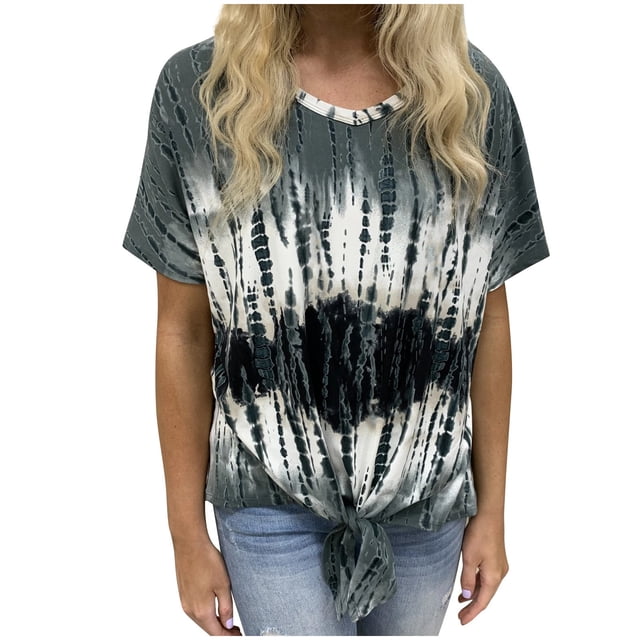 Pompotops Femmes Mode V-Cou à Lacets Tops Manches Courtes T-Shirt Blouse