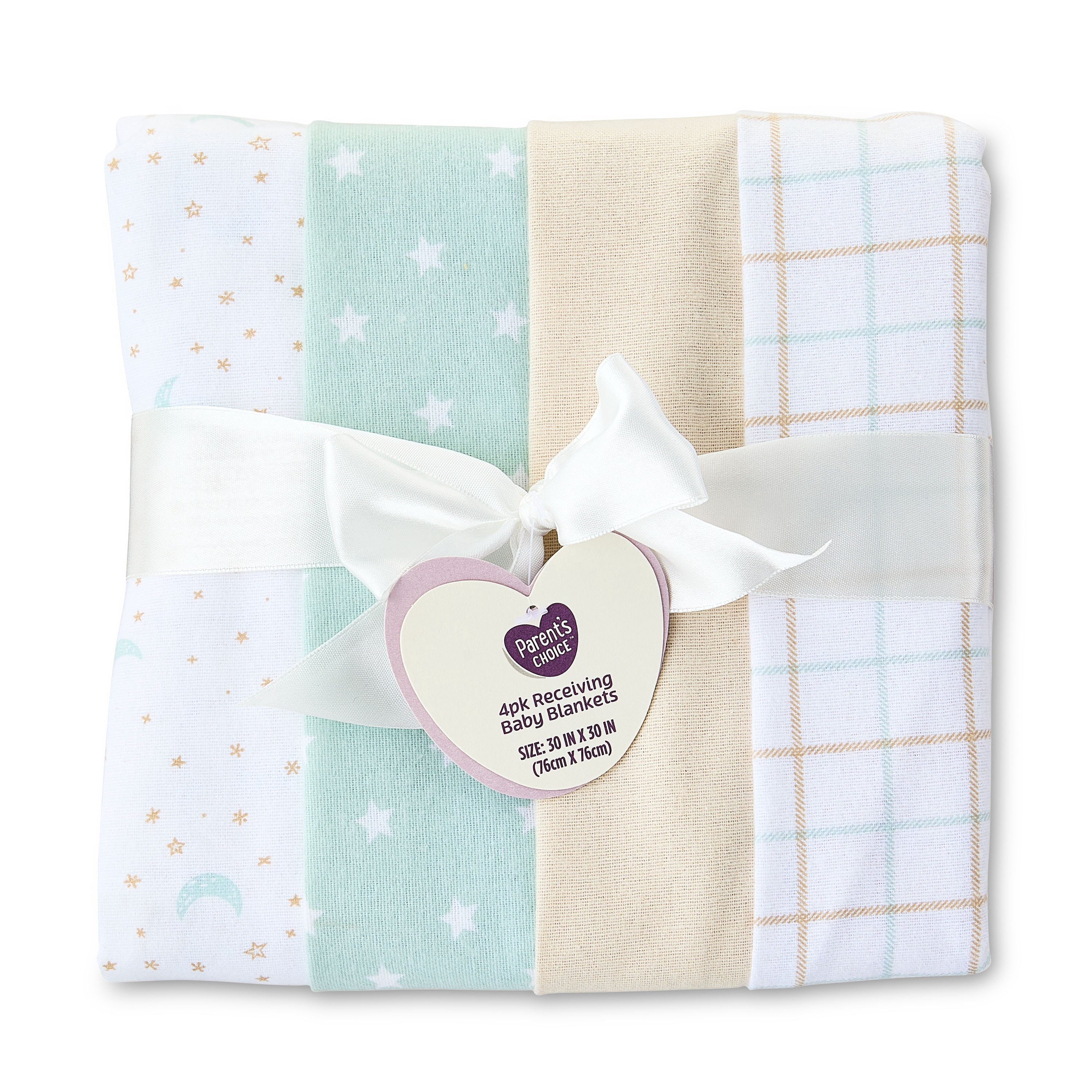 Parents Choice Star and Moon Cotton Flannel Receiving Blanke