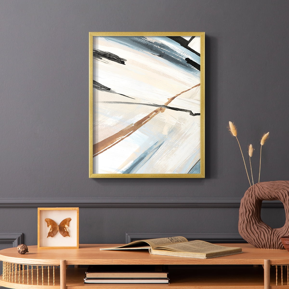 Dancing Wind Revisit II Framed Print in Gold Solid Wood Framed Print No Nail Hanging