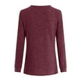 thumbnail image 5 of felwors Knit Sweater Women V Neck Button Up Sweaters Jumpers Trendy Tunic Long Sleeve Pullover Tops Comfy Fall Clothes Wine, M, 5 of 5