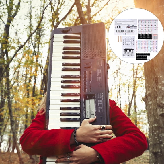 Soimiss 2Sets White Transparent Piano Sticker Labels for Electronic Keyboard