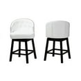 thumbnail image 3 of Baxton Studio Theron Mid-Century Transitional White Faux Leather and Espresso Brown Finished Wood 2-Piece Swivel Counter, 3 of 7