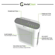 Air Purifier for Allergies and Asthma, Smoke Odors, Large Rooms, Home, Pets, Mold, Dust - 4-in-1 System with UV, Ionizer, True HEPA and Carbon - InvisiClean Aura II