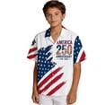 thumbnail image 4 of Y-Sunset Boys Patriotic 250th Anniversary Button Down Hawaiian Shirt, American Flag Firework Print Short Sleeve Casual Top for 4th of July Summer Outdoor(White1/4-5 Years), 4 of 4