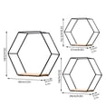 thumbnail image 2 of Estantes de pared hexagonales negros de hierro para almacenamiento en la cocina, el baño, la sala de estar y la oficina, perfectos para exhibir plantas y libros, juego de 3, 2 of 6