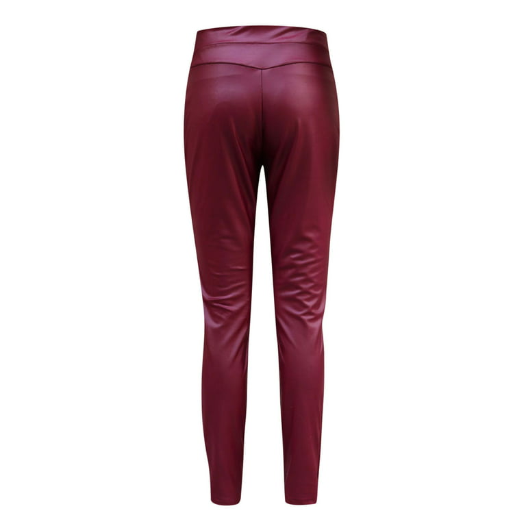 Women's Leather Leggings Pants High Waisted Butt Lifting Strechy SlimTights  Shaping Hip Push Up Sexy Pants