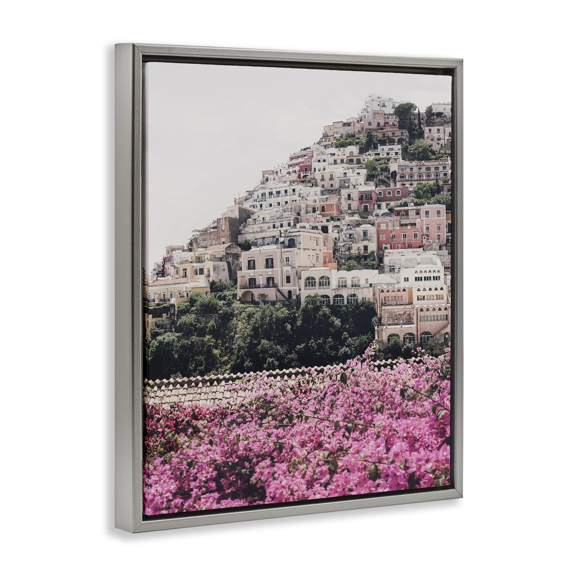 Stupell Industries Positano Town Architecture Cities & Countries Photography Gray Floater Framed Canvas Art Print Wall Art, 25 x 31